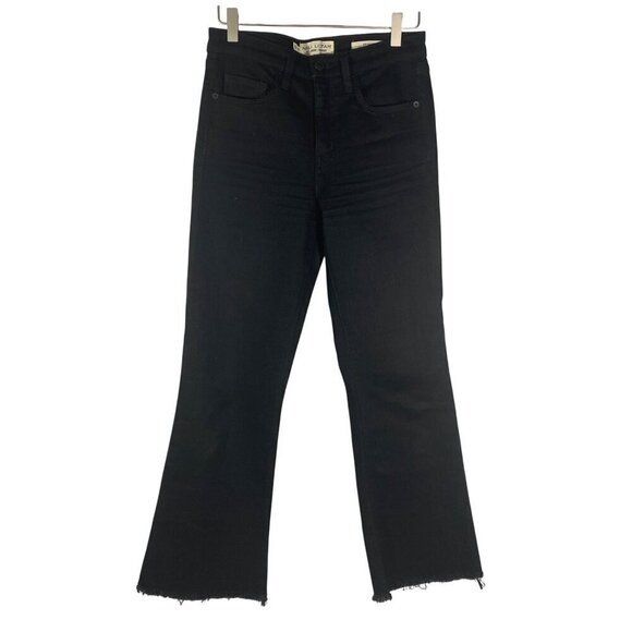 Nili Lotan High Rise Vianca flare Jeans Jet Black raw hem Size 26 - Picture 3 of 12